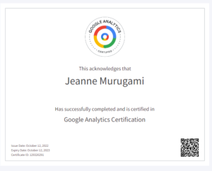Google analytics certification example